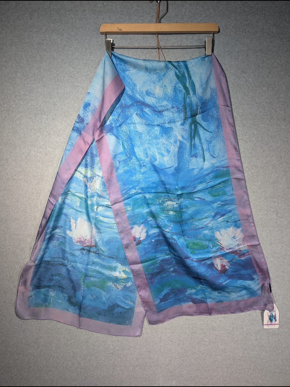 Rain Caper Monet Nymphéas Long Sheer Lightweight Scarf Silky Feel Polyester NWT - Picture 2 of 6